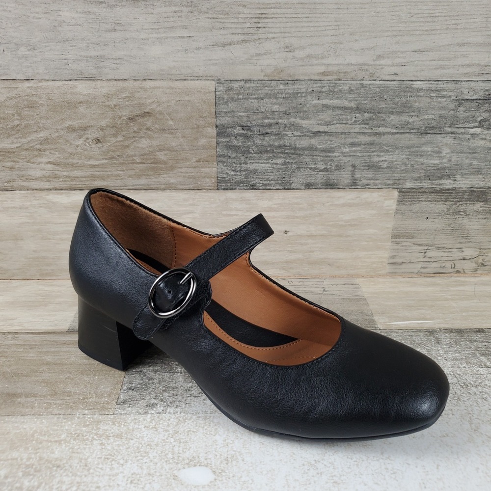 Euro Soft Paulette Womens Mary Jane Pumps Sz 6.5 W Black Square Toe EuroSoft